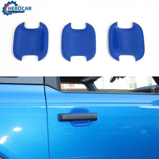 3PCS Exterior Door Handle Bowl Cover Decor Trim For 21+ Ford Bronco 2 Doors Blue