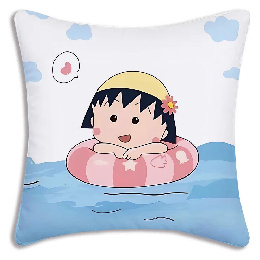 Anime Chibi M-Maruko-chanS Povlaky na polštáře Kreslený Dekorativní na pohovku Domácí Oboustranný tisk Krátký plyš Roztomilý povlak na polštář