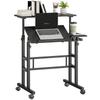 Sit Stand Desk Height Adjustable Desk 70 X 60 Cm With Wheels Tilted Top Black Metal Frame