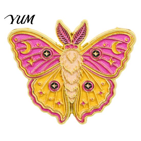 Men Women Jewelry Accessories Vintage Enamel Moth Brooch, Cartoon Insect Alloy Lapel Pin, Retro Clothing Decoration for Suit Dress Coat Scarf Pin
