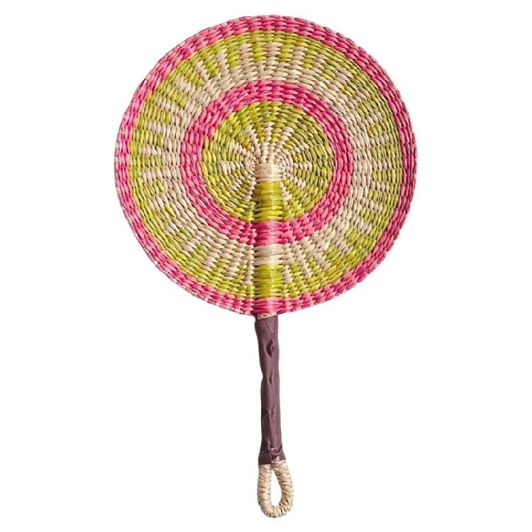 Large Summer Handheld Fan Seagrasses Handmade Woven Fan Natural Decorative for Home Wall Decoration