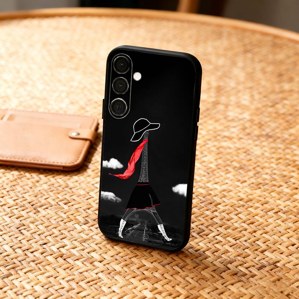 Paris Eiffel Tower Romantic Landmar  Phone Case For Samsung  A73,A21s,A22,A31,A32,A52,A53,A71,A80,Soft Black Shell