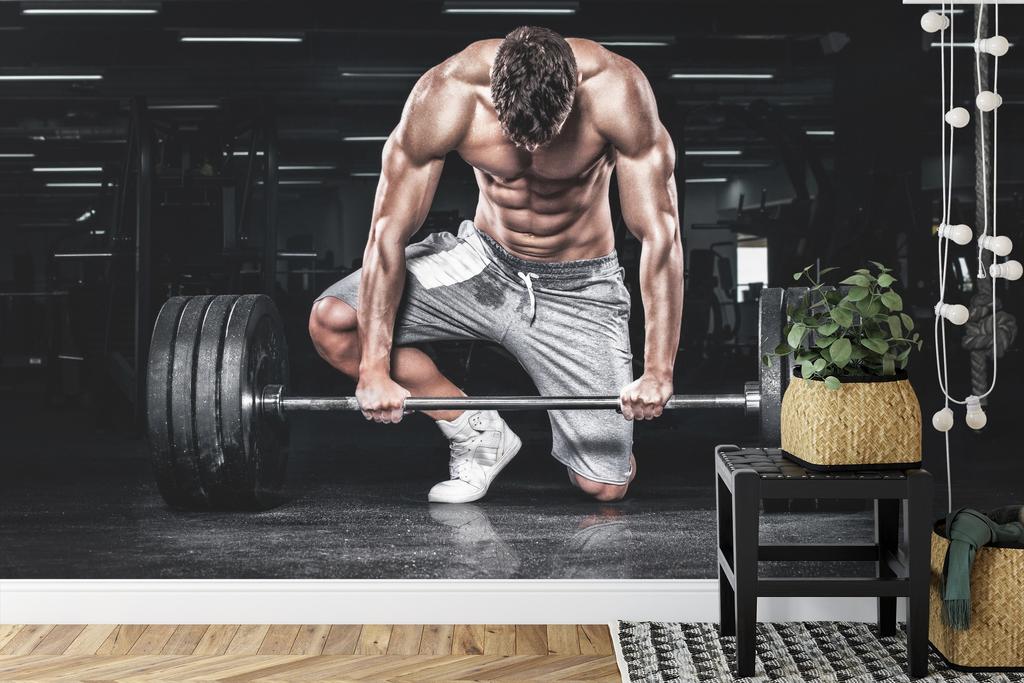 Photomural Bodybuilder With A Barbell Washable Fleece 368x280
