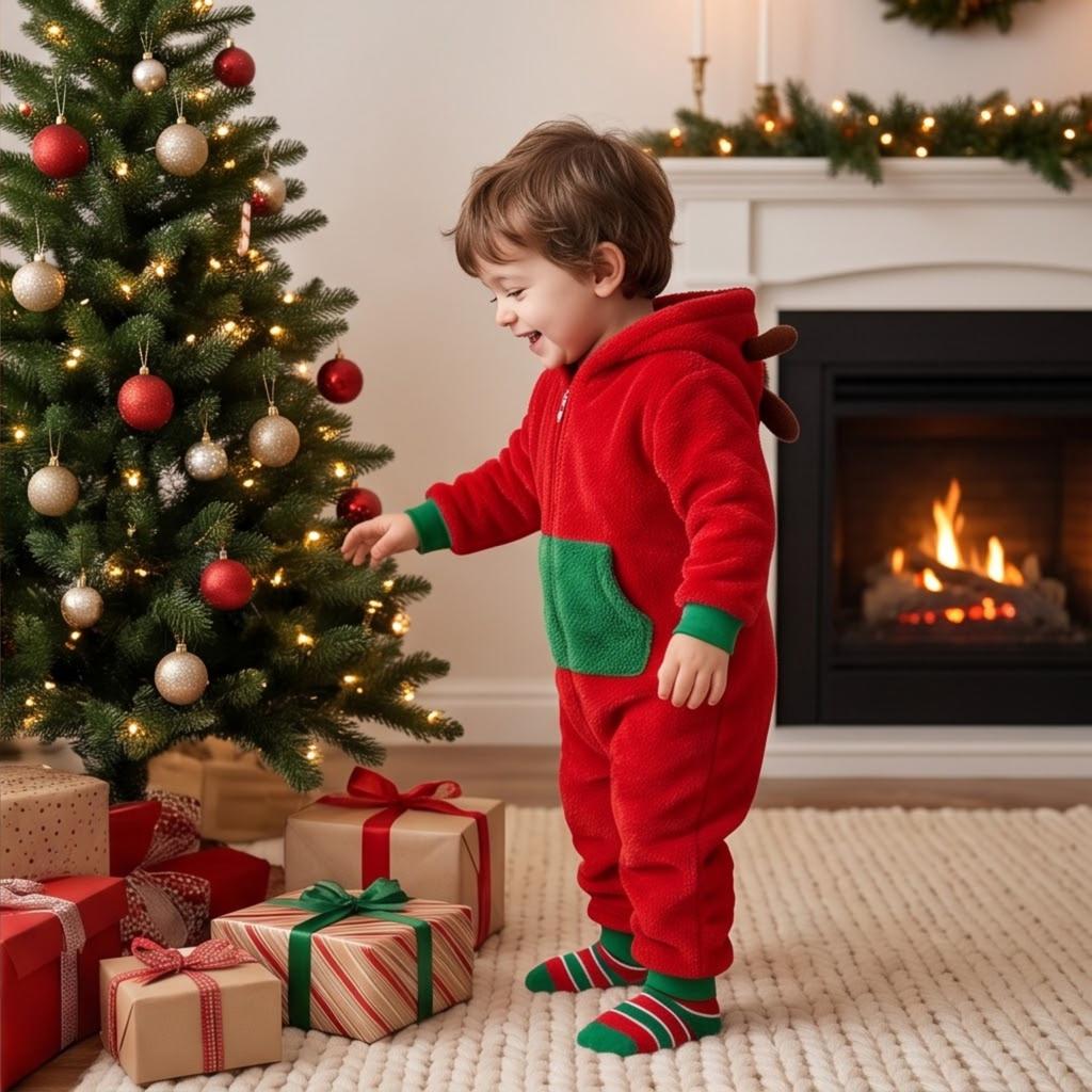 Christmas Parent Child Matching Pajamas for Mother and Son, Long Sleeve Family Sleepwear Loungewear for Holiday
