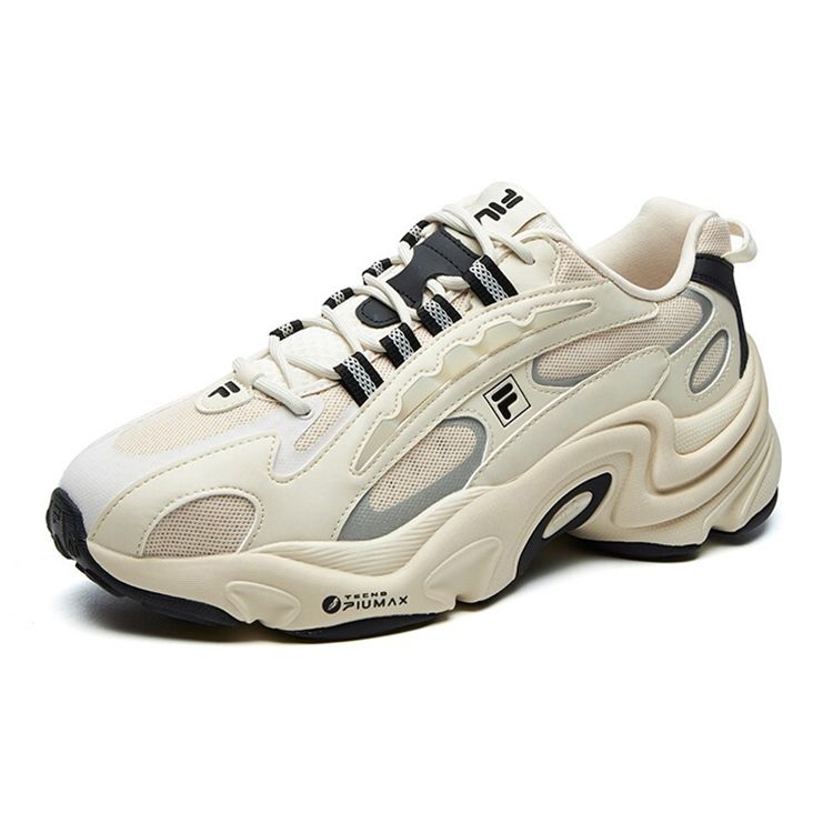 Fila Fusion Pantera Fabric Synthetic Leather Round Toe Lace-Up Low-Top Casual Shoes Men Sneaker Foam-White T12M121104FWG