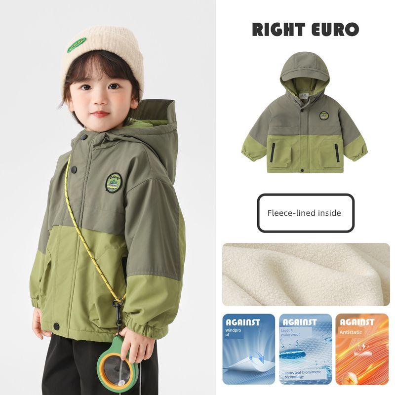 Boys' Mountain Series Waterproof Fleece-Lined Cotton Jacket for Autumn and Winter 2025 New Children's Clothing Windproof Jacket for Kids and Babies
