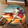 1pc Baseball Player Sunset Round Chair Mat Office Area Rug - Non-Slip, Floor Mat for Office, Bedroom, Ideal Home Decor Gift C0112123
