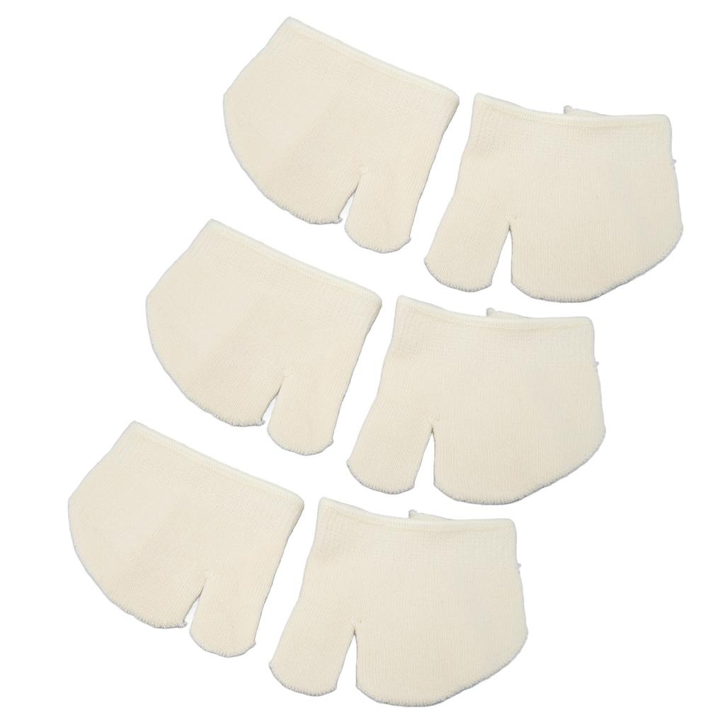 3 Pairs Front Toe Splited Socks Half Flip Flop Soft Breathable Slipless Splited Toe Socks Milk White
