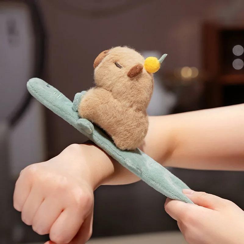 Kawaii Capybara Animal Slap Snap Wrap Bracelets Dog Cat Stuffed Animal Plush Toy Kid Cute Hand Ring Wristband Creative Gift