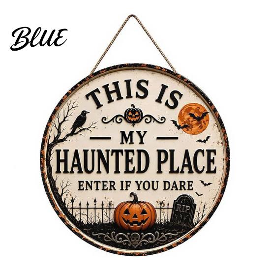 Rustic Halloween Sign Door Sign This Is My Haunted Place Festival Lightweight Hanger Decorative Hanging Plaque Metal Wall Art Decor Party