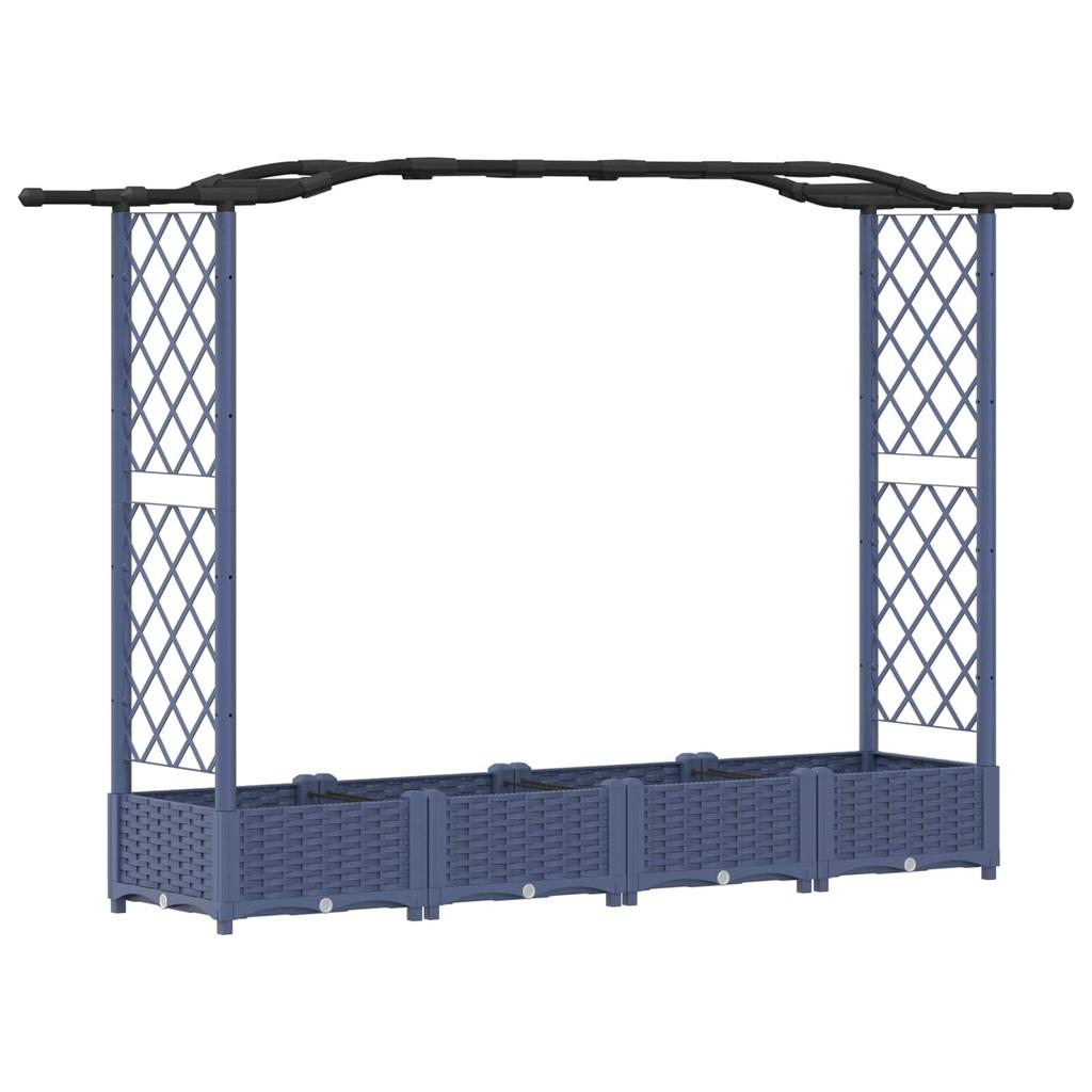 Raised Planter with Trellis and Hanging Roof Gray 207 x 40 x 126 cm PP