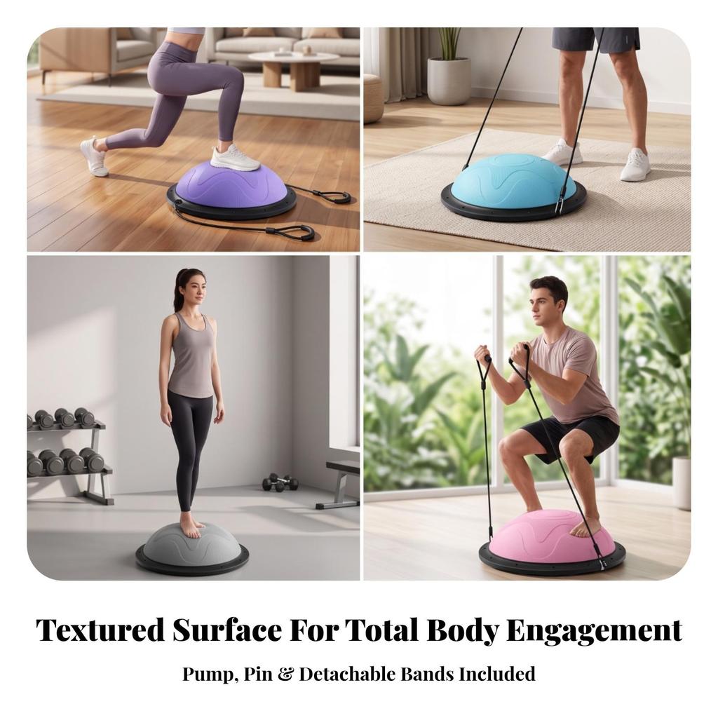 Half-Dome Balance Ball Textured with Resistance Rope Stability Dome