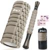 AYO Foam Myofascial Release Massage Myofascial Roller Yoga for Muscle Stretching Instruction Storage Light Brown Roller, Roller, Set, Pole, Legs,