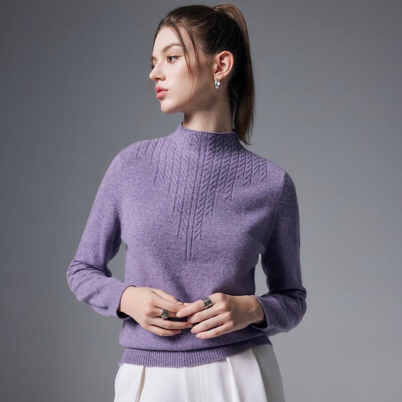 

Paruo Women s Cable Knit Pure Cashmere Mock Neck Sweater S