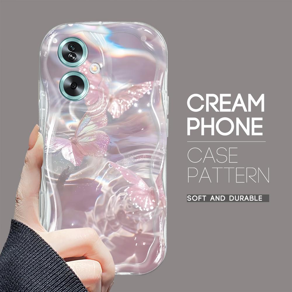 Roztomilý kreslený vzor s krémovou texturou Pouzdro s vlnitým okrajem, měkký silikonový kryt, pouzdro na telefon OPPO Reno Realme
