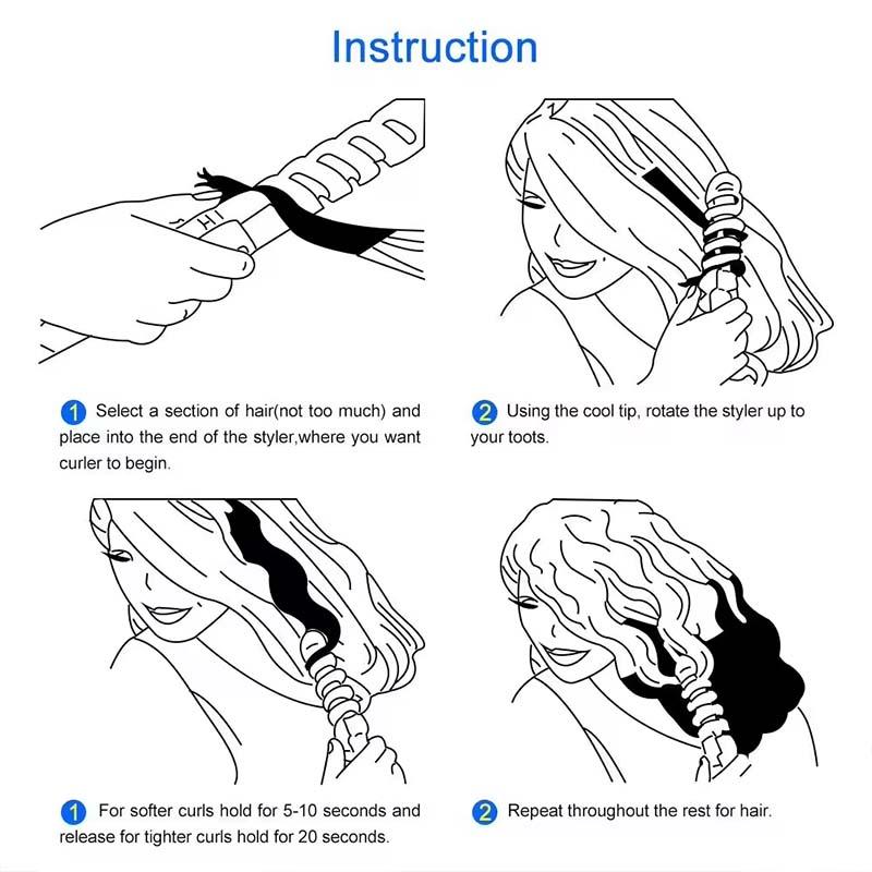 Multifunctional Three in One Hair Styling Tool with Adjustable Temperature for Curls and Straight Looks
