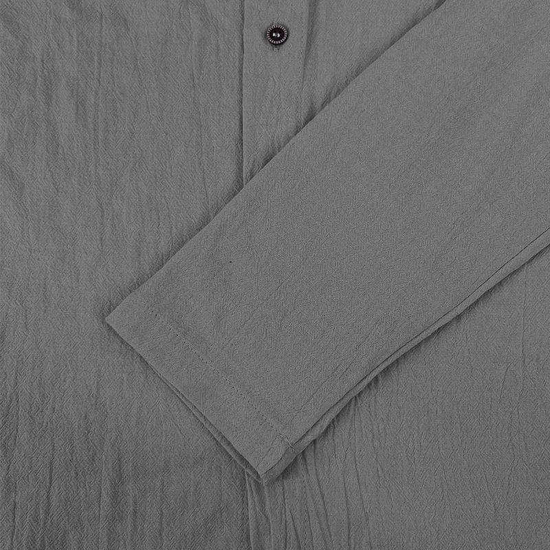 Pánské jednobarevné ležérní košile s dlouhým rukávem a kapucí, bavlněné, trendy, s volnou plážovou košilí