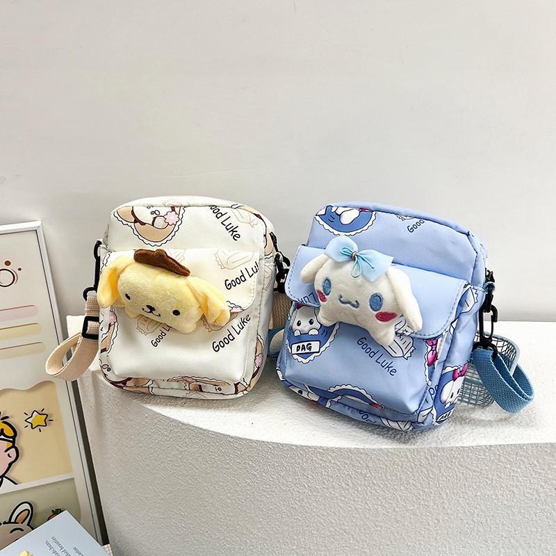 Cinnamoroll Hello Kitty Kuromi Canvas Umhängetasche mit Nähten für den täglichen Gebrauch