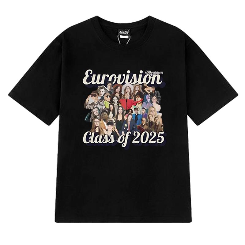 Hot Sale Eurovision Song Contest Class of 2025 Unisex Short Sleeve T Shirts Men Women Cotton Short Sleeve T-shirt Cotton Tops