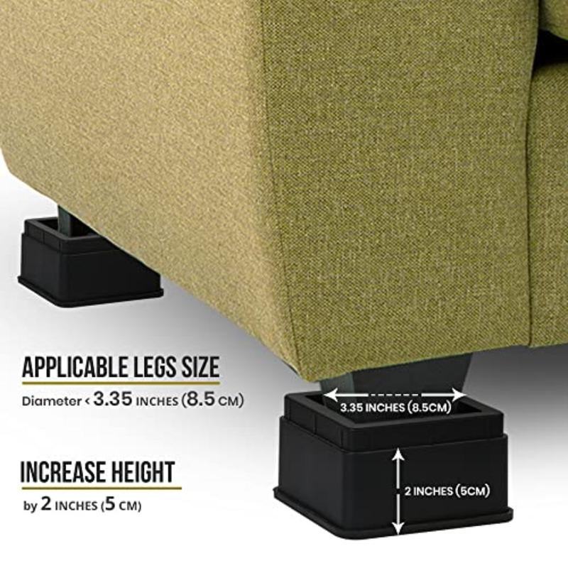 Bed Risers 2 Inch - Pack of 8 - Adjustable Furniture Risers 2 and 4 inch - Anti Slip Foam and Rubber Pad - Stackable Bed Lifts