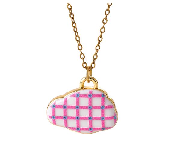 Asu Gold Plated Cartoon Cute Link Chain Cloud Graffiti Pendant Stainless Steel Necklace Gift