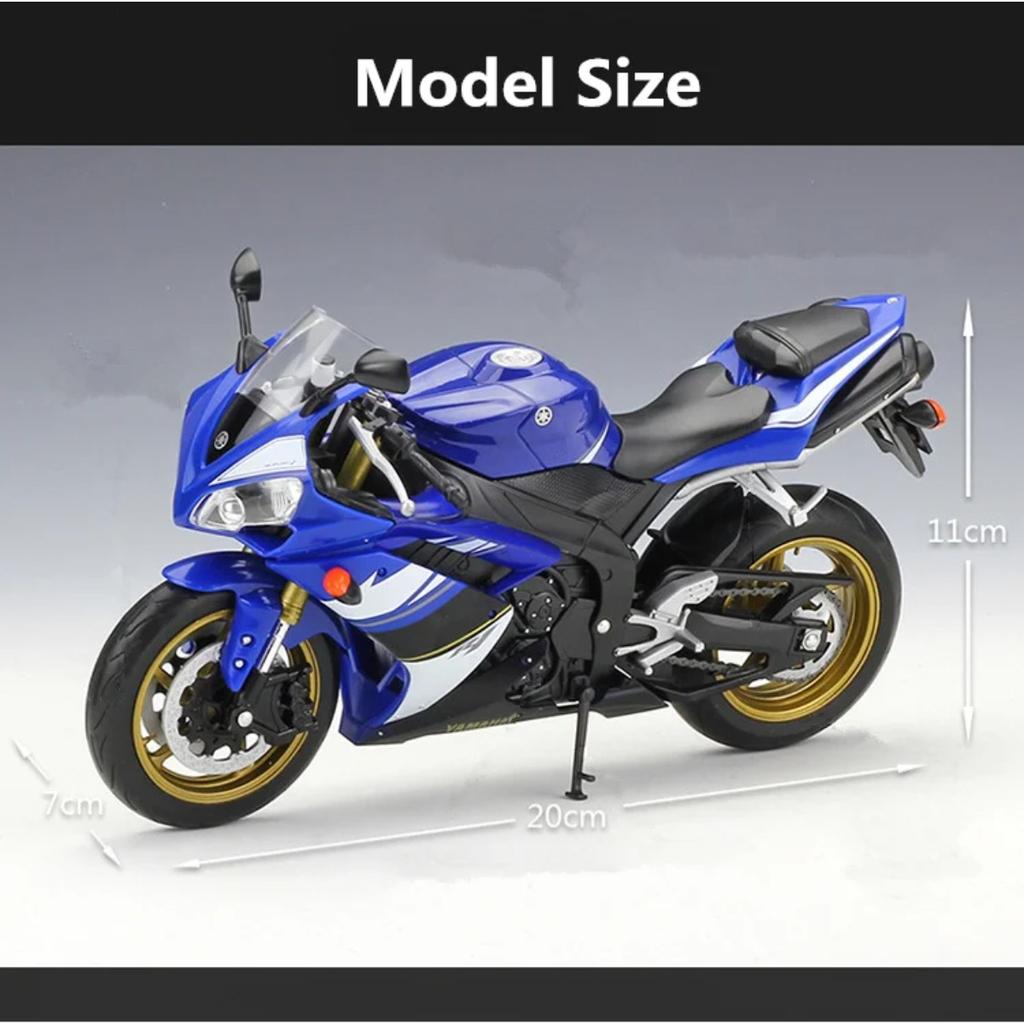 WELLY 1/10 YAMAHA YZF-R1 Alloy Racing Motorcycle Model Diecasts Metal Sports Motorcycle Model High Simulation Childrens Toy Gift