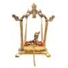 Laddu Gopal On Jhulla Palana Metal Statue Gold Plated Decor Your Home,Office Metal Krishna Murti,Showpiece Figurines,Religious Idol Gift Article.