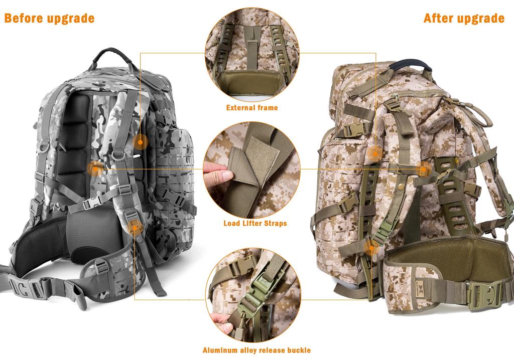 Tactical Pack More Rucksack Adventure Backpack Military Medium Rucksack Bug Out Bag 55L Large Capacity Pack Multicam Moto [MT] 3-Day