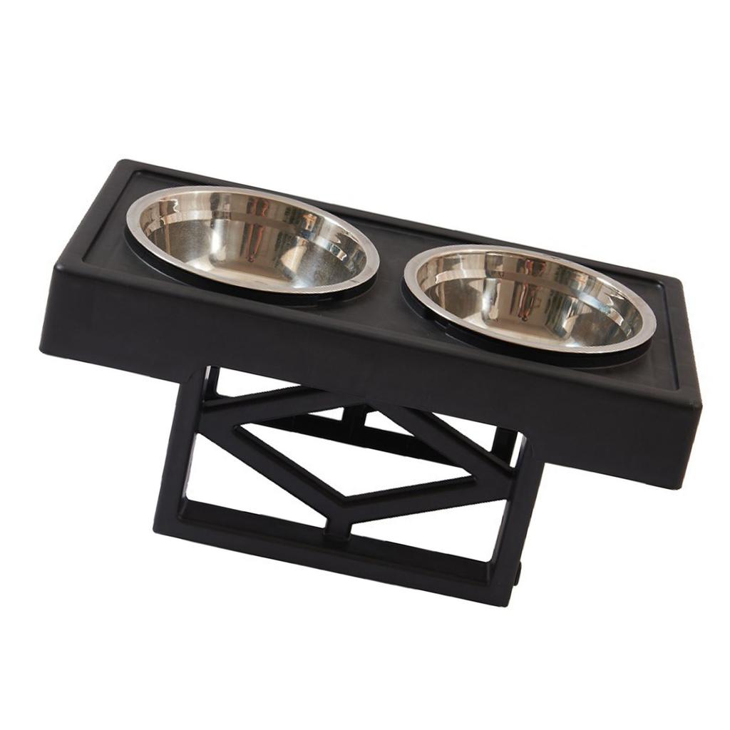 Elevated Dog Bowl Stainless Steel Adjustable No Spill Detachable Double Raised Pet Cat Feeder Bowl