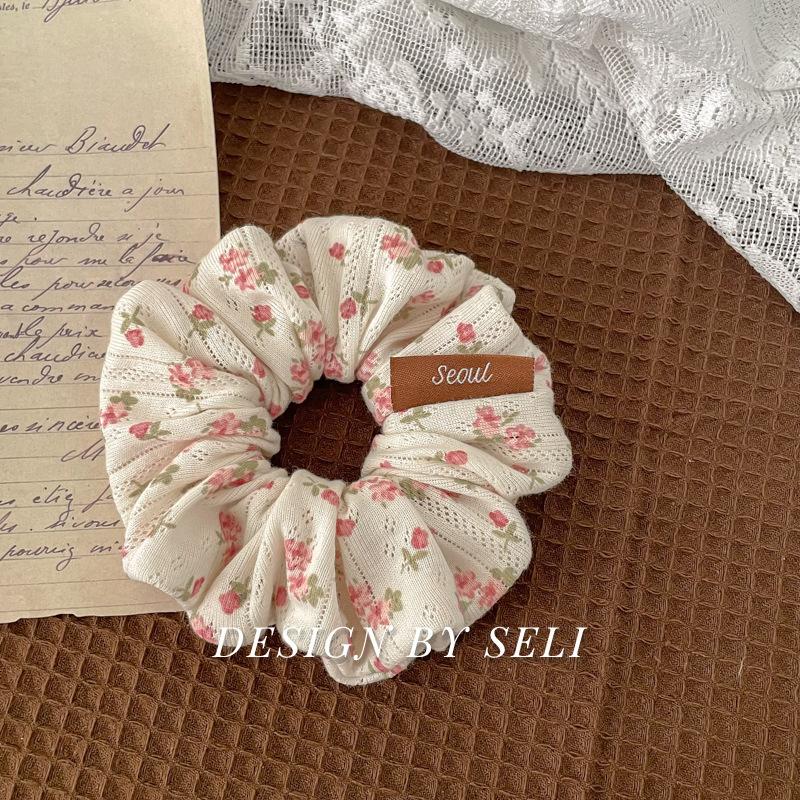 Soft Knitted Collection Autumn Winter Sweet Scrunchie Polka Dot Floral