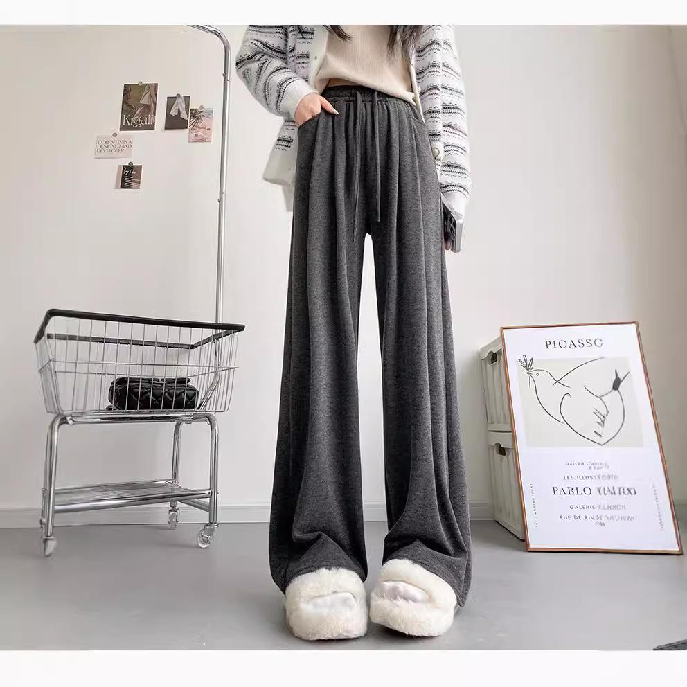 

2024 Women s Autumn & Winter Soft Knit Straight-Leg Glutinous Pants XL