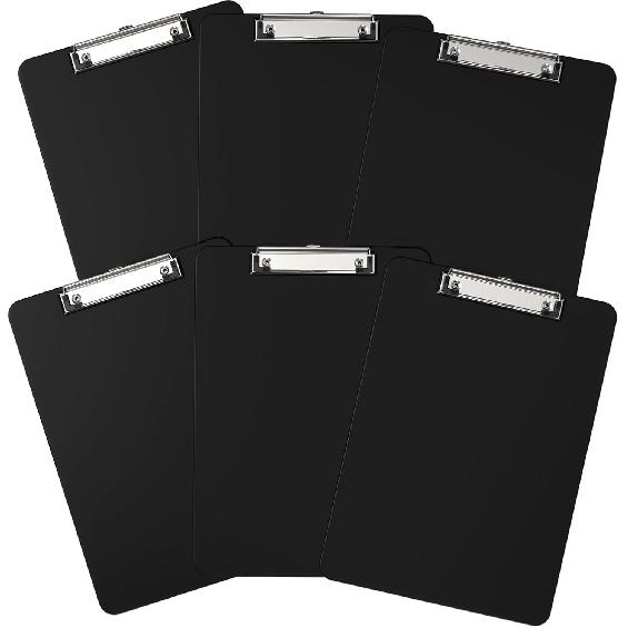 Plastic Clipboards, A4 Black Clip Board 8.5x11 for Classroom, Students, Kid, Woman, Size 9" x 12.5" with Low Profile Clip, Office & School Supply