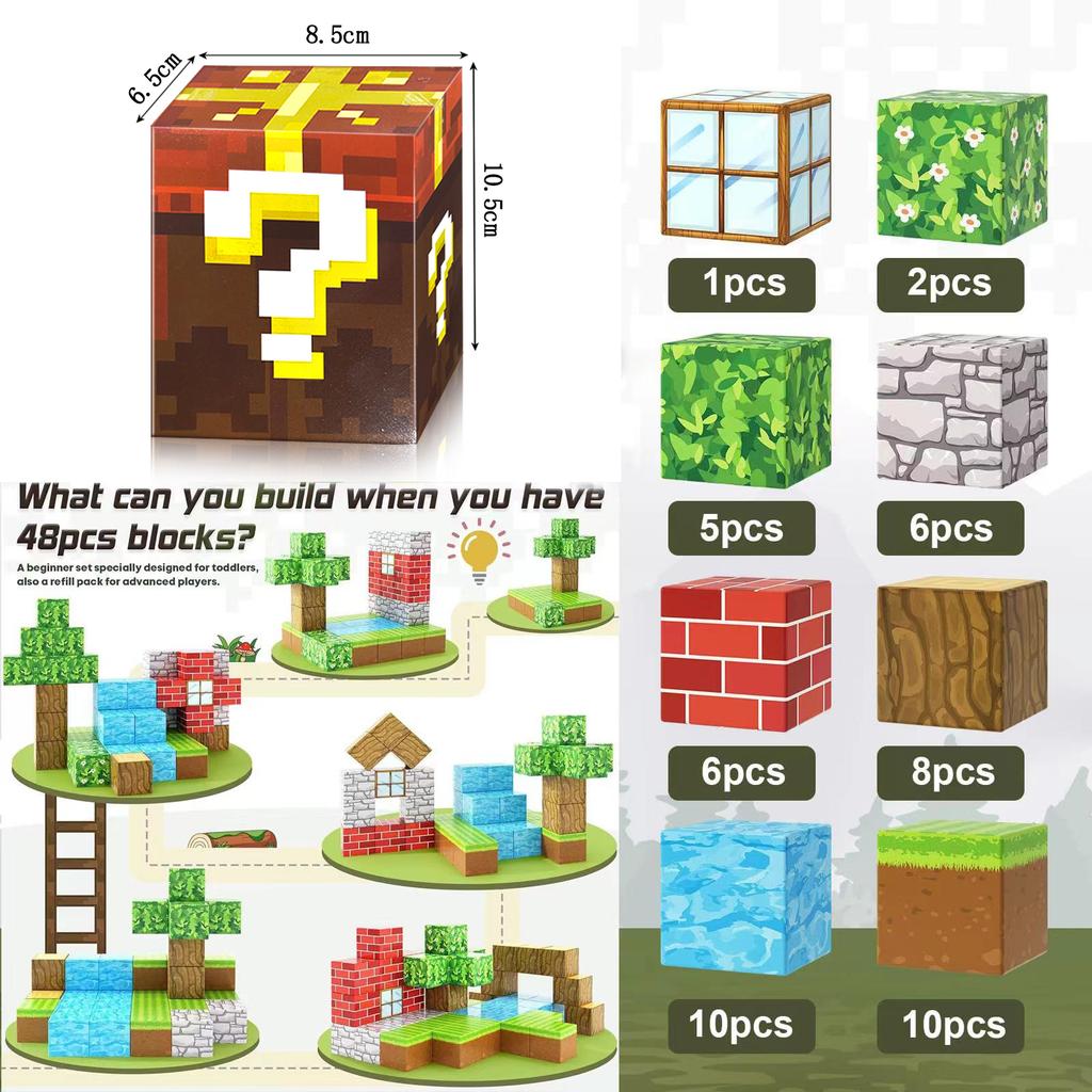 48pcs Magnetic Blocks Stem Montessori Sensory Toys For Toddlers Gifts For 3+ Years Old Construction Toys