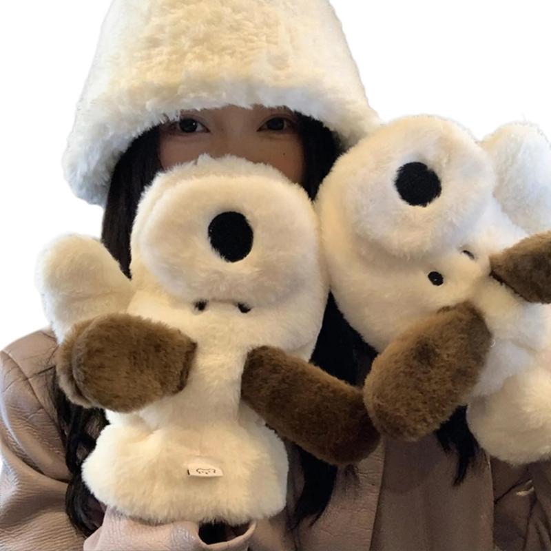 

2pcs Women s Soft Gloves Cartoon Dog Gloves Cold Weather Comfortable Mittens for Chilly Days 1