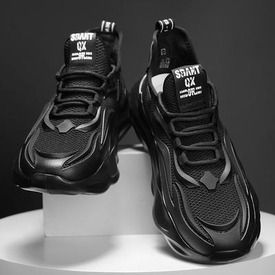 Men's Shoes Summer Breathable Fly-woven Mesh Sports Leisure with Running Thick-soled Non-slip Work Black Labor Insurance Tide Shoes
