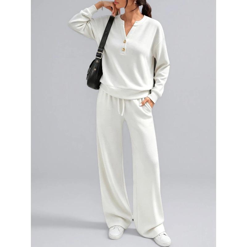 IHUASU Women's Fashion Casual Long Sleeve V Neck Pants Suits