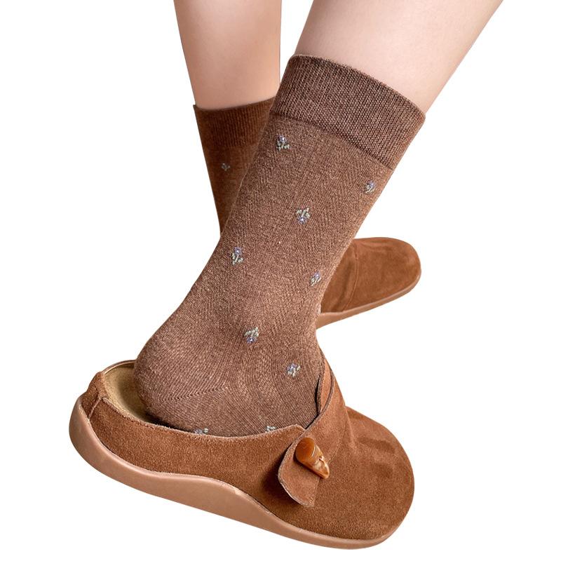 Damen Herbst und Winter Neue Zarte Kleine Gebrochene Blumen in den Schlauchstapelsocken