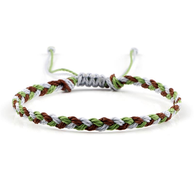 Adjustable Colorful Three-Strand Braided Waxed Thread Bracelet Set for Couples and Handmade Jewelry