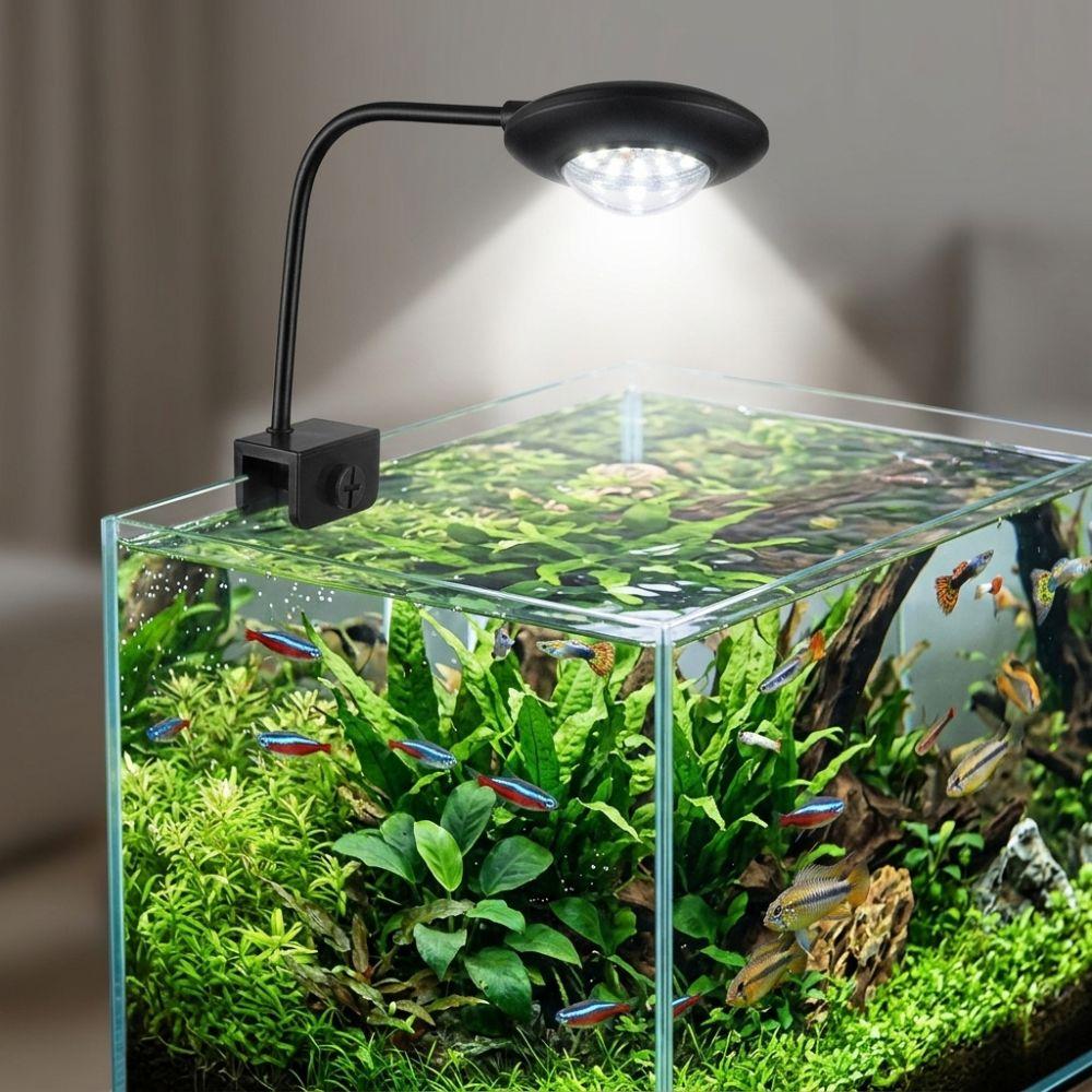 Full Spectrum Fish Tank Clip Lamp Adjustable Brightness Flexible Stem Aquatic Plant Grow Light Color-changing Eye-friendly
