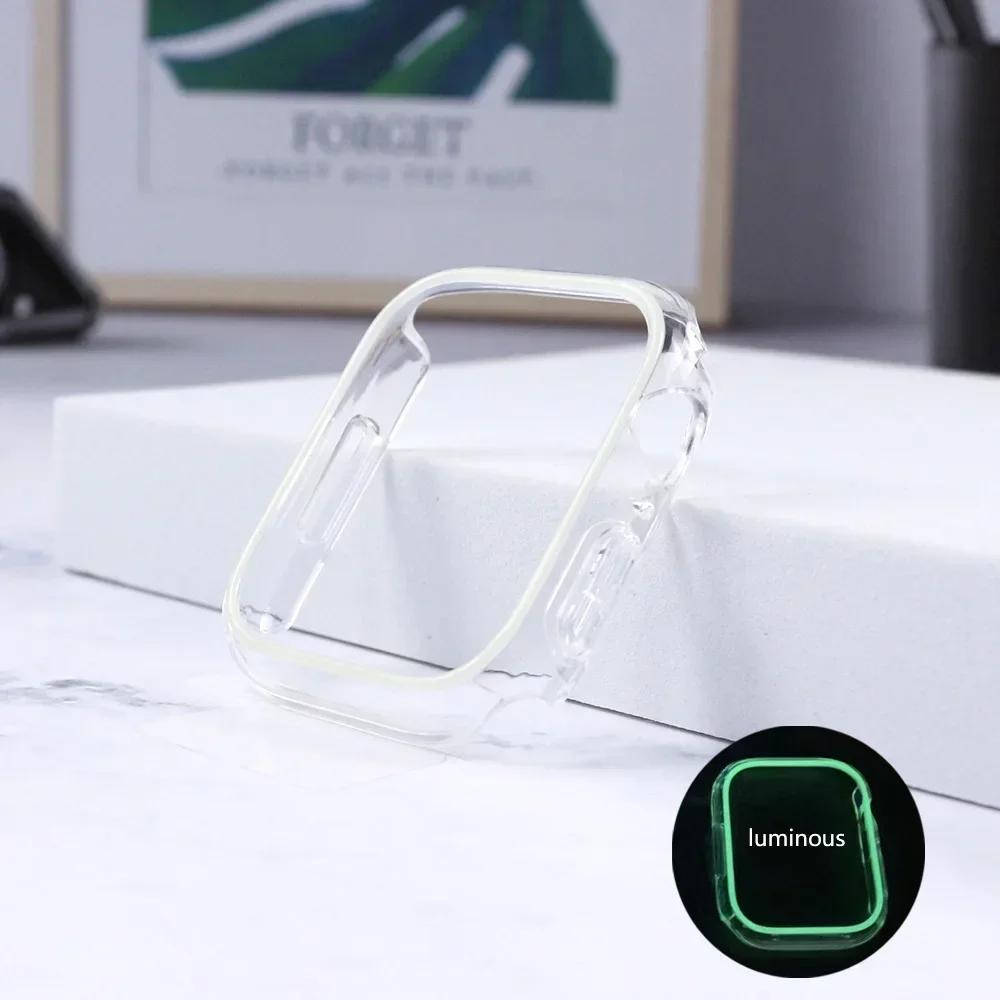 Luminous Cover for Apple Watch Case Ultra 49mm 45mm 44mm 41mm 40mm Hard PC Bumper Protective Frame iWatch 98 7 6 5 SE Accessorie