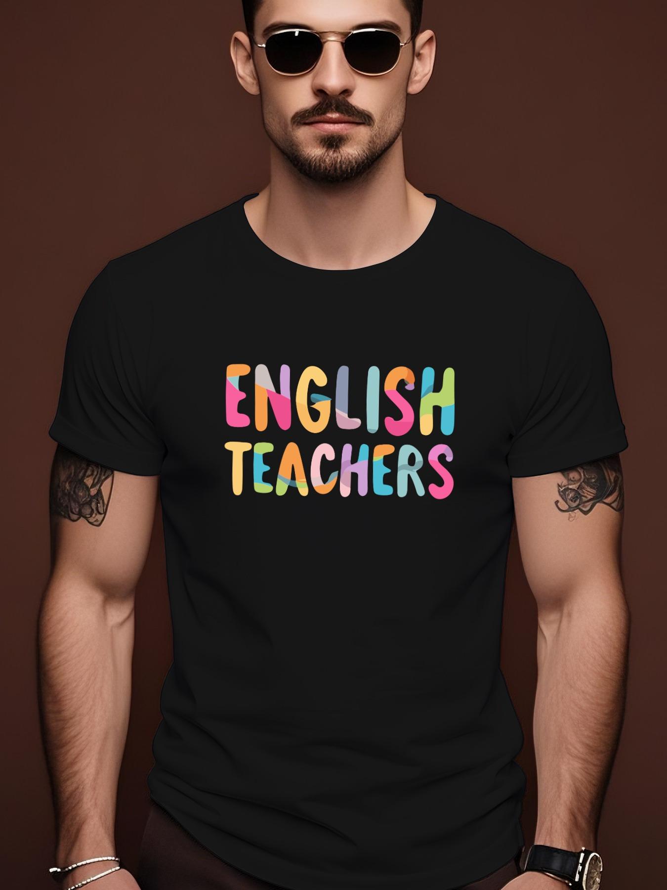 Summer Tshirt - ENGLISH TEACHER Colorful Letter Print XXL