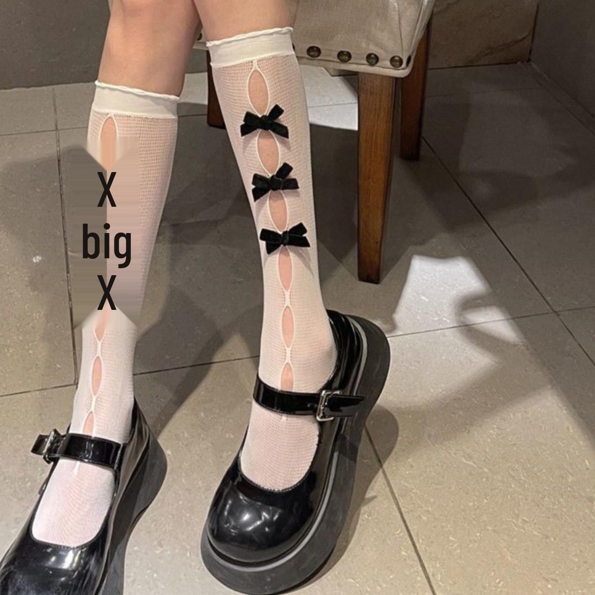 

Japanese Lolita Bowknot Mid-Calf Mesh Ankle Socks One Size