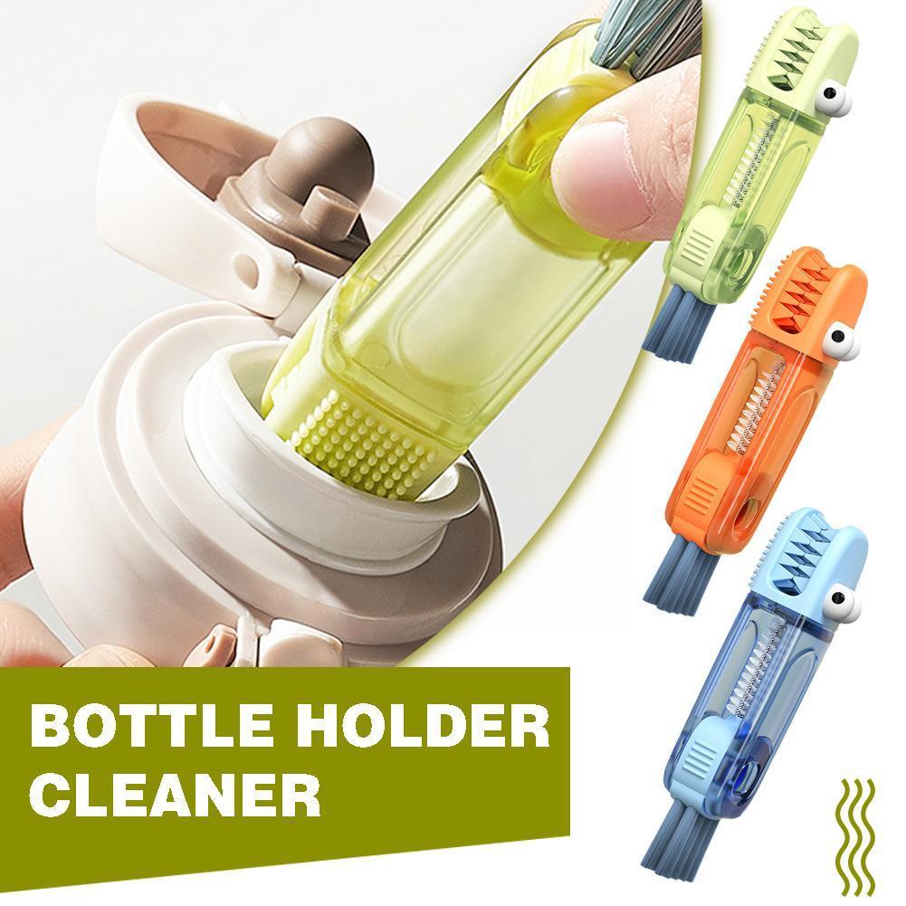 

3 в 1 маленькая щетка для крышки чашки для бутылок, маленькая щетка для чистки бутылок из крокодиловой кожи, держатель для чистки чашек, щелевая многофункциональная S5W8