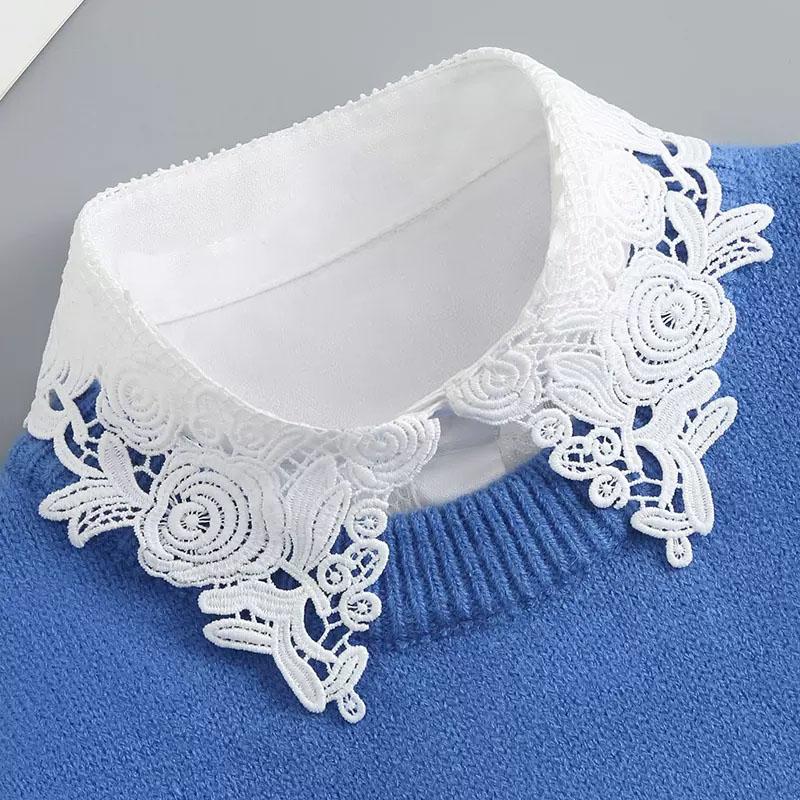 Białe Sztuczne Kołnierzyki Dla Kobiet Krata Klapa Odpinany Kołnierzyk Koszula Koronka Stójka Fałszywy Kołnierzyk Kobieta Zdejmowany Krawat Nep Kraagie