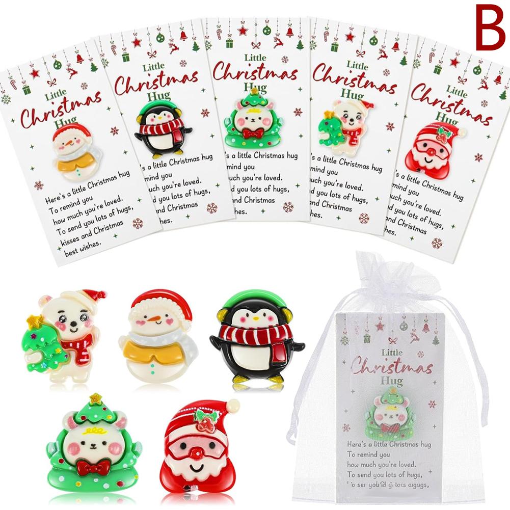 Christmas Little Pocket Hug Gifts Bulk Penguin Snowman Pocket Hug Token With Cards And Bags, Small Gifts For Xmas S5g7