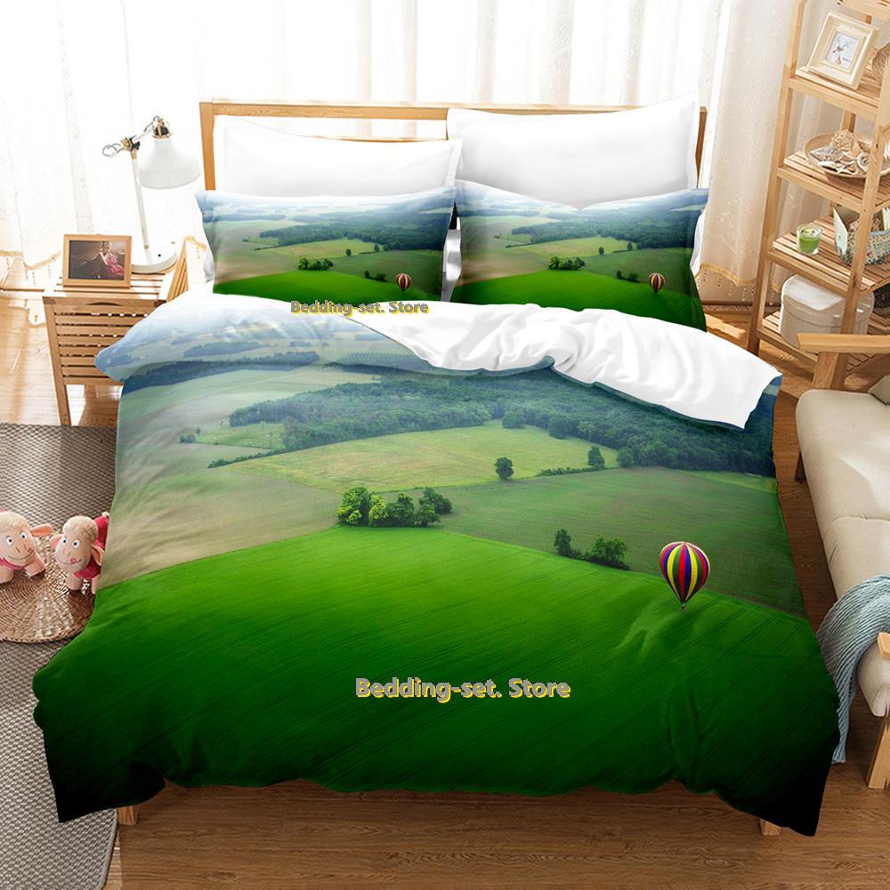 Comforter Air Balloon Bedding Set Single Twin Full Queen King Size Bed Set Adult Kid Bedroom Three-Piece Suits 3D Anime Bed Sheet