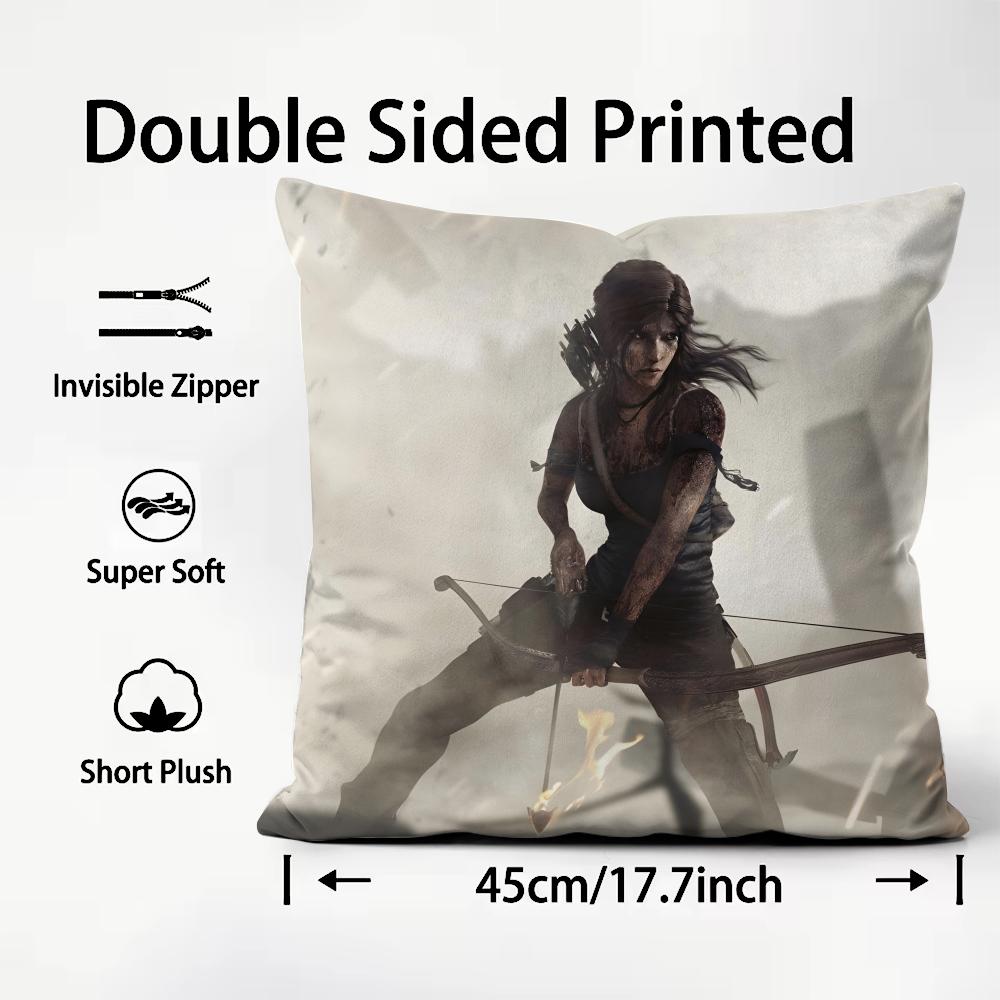SShadow Of The TombB Raider Cushion Cover Plush Fabric Soft DoubleSided Printed Sofa Warm Winter Home Child Gift Pillow Case
