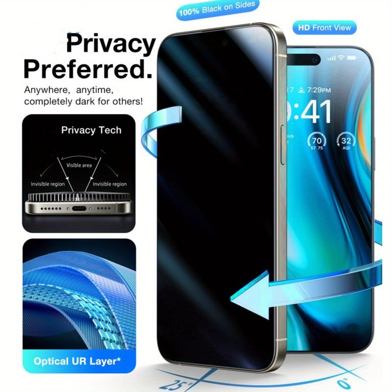 4Pcs Privacy Screen Protector for Apple 17 16 15 Pro Max 16e Air Tempered Glass For IPhone 14 13 12 11 Pro Mini XR XS Glass