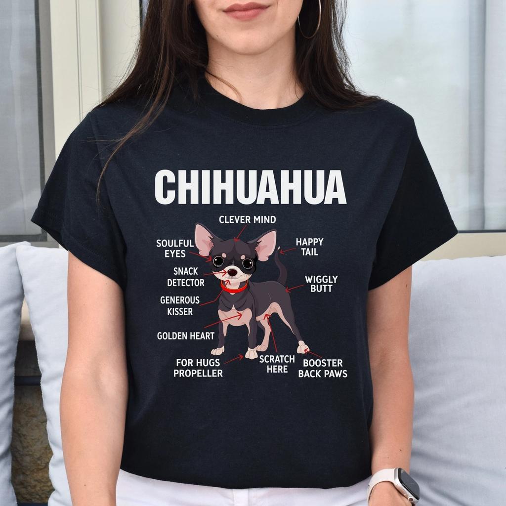 Chihuahua anatomy Unisex T-Shirt gift Chihuahua dog owner tee black dark heather