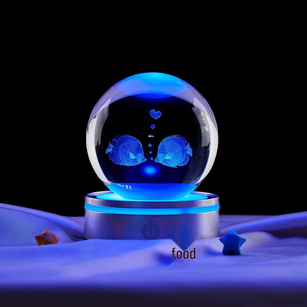 Kissing Fish Crystal Ball Music Box Night Light - Gift for Classmate or Best Friend
